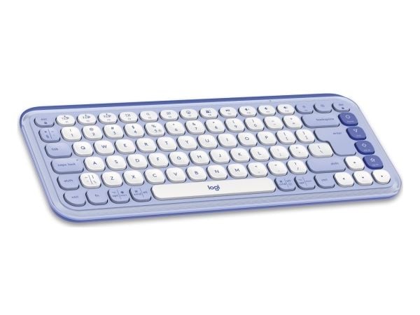 Logitech POP Icon Combo - Tastatur- og mussett - trådløs - Bluetooth LE - QWERTY - US International - lilla, elfenbenshvit