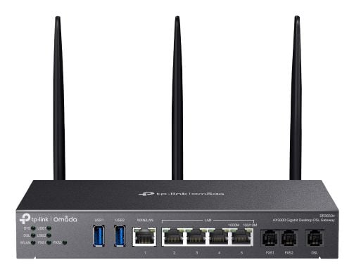 TP-Link Omada DR3650V(EU), Wi-Fi 6 (802.11ax), Dual-band (2.4 GHz / 5 GHz), Ethernet LAN, ADSL, Black, Tabletop router