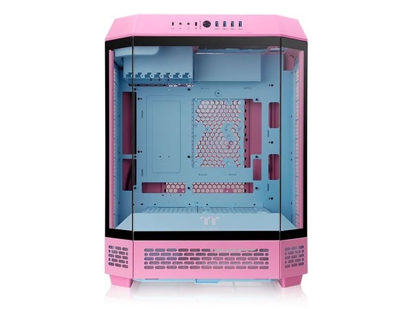 Thermaltake The Tower 600 - Mid tower - ATX - sidepanel med vindu (herdet glass) - ingen strømforsyning (PS/2) - boblerosa - USB/lyd