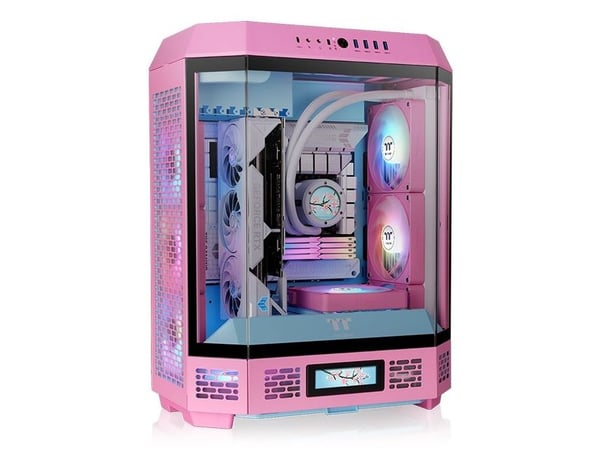 Thermaltake The Tower 600 - Mid tower - ATX - sidepanel med vindu (herdet glass) - ingen strømforsyning (PS/2) - boblerosa - USB/lyd