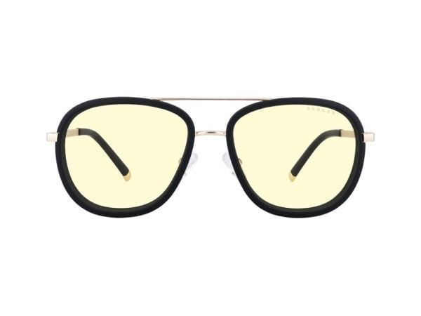 Gunnar Optiks DME-02701, Unisex, Rund, Klassisk, Sort, Gull, Rustfritt stål, Rav