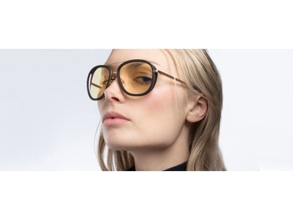Gunnar Optiks DME-02701, Unisex, Rund, Klassisk, Sort, Gull, Rustfritt stål, Rav