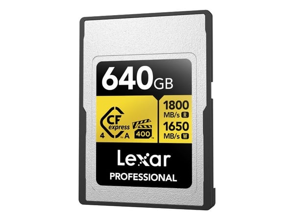 Lexar LCAGOLD640G-RNENG, 640 GB, CFexpress Type A, 1800 MB/s, 1650 MB/s, Fallsikker, Støvtett, Sjokkresistent, Temperatursikker, Vibrasjon sikker, ...