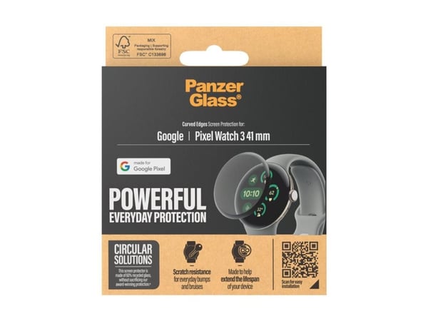 PanzerGlass ® Screen Protector Google Pixel Watch 3 (41mm) | Ultra-Wide Fit, Google, Google - Pixel Watch 3 41mm, Asennus kuivana, Naarmuuntumisenk...