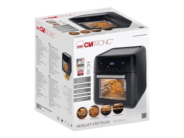 Clatronic FR 3747 H - Varmluftsovn - 11 liter - 1,5 kW - svart
