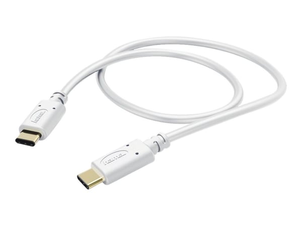 Hama Essential Line - USB-kabel - USB-C (hann) til USB-C (hann) - 20 V - 3 A - 1.5 m - formstøpt - hvit