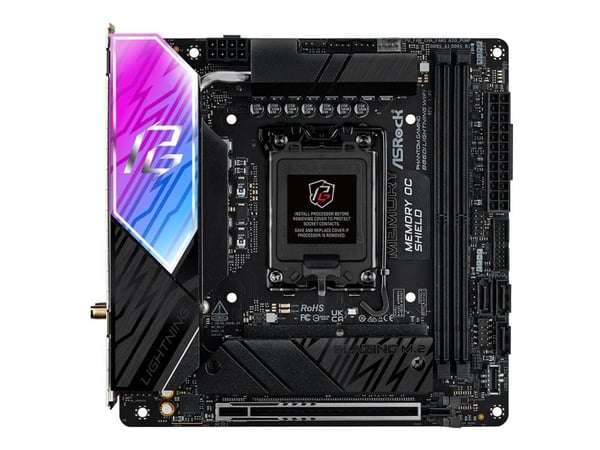 ASRock Phantom Gaming B860I Lightning WiFi - Moderkort - mini ITX - LGA1851-uttag - B860 Chipuppsättning - USB-C 3.2 Gen2, USB 3.2 Gen 1, USB 3.2 G...
