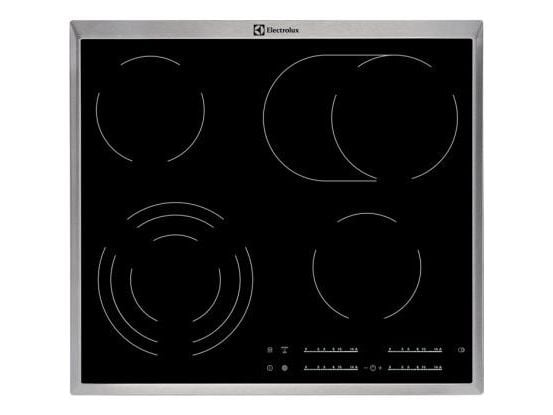 Electrolux EHF46547XK - Keramisk komfyrtopp - 4 plater - Nisje - bredde: 56 cm - dybde: 49 cm - med pynt av rustfritt stål - svart