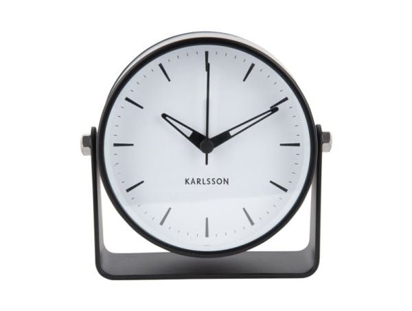 Karlsson Calm, Quartz alarmur, Rund, Sort, Jern, 12t, Analog