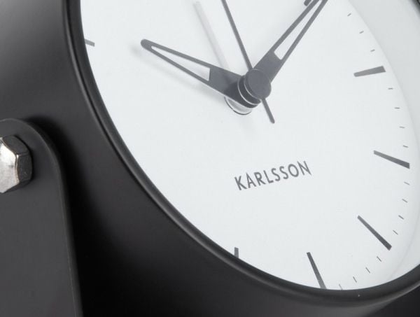 Karlsson Calm, Quartz alarmur, Rund, Sort, Jern, 12t, Analog