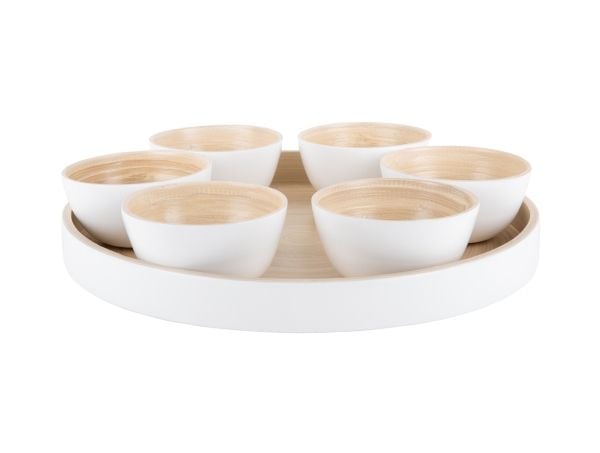 nåtid PT4193WH, Serveringsfat, Bambus, Hvit, Rund, 32 cm, 60 mm