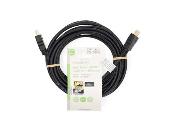 Nedis CVGL34060BK50, 5 m, HDMI Type A (Standard), HDMI Type A (Standard), 3D, 18 Gbit/sek, musta
