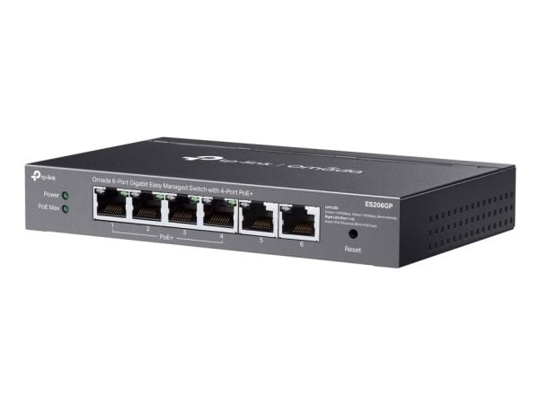 TP-Link Omada ES206GP, Håndtert, Gigabit Ethernet (10/100/1000), Strøm over Ethernet (PoE), Kan monteres på vegg