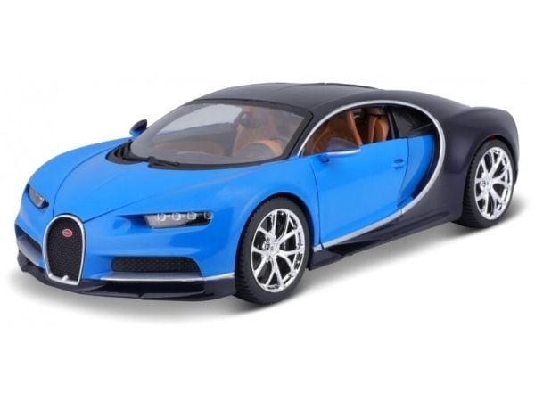 BBURAGO Bugatti Chiron, Sportsbil, Montert på forhånd, 1:18, Bugatti Chiron, Hankjønn, Sort, Blå