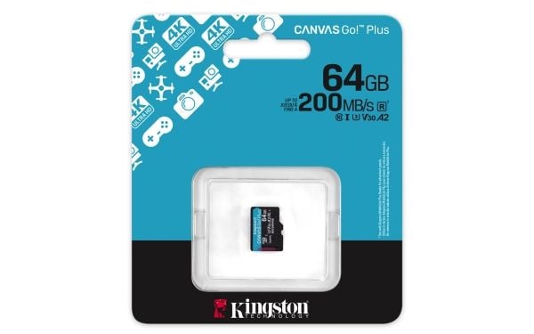 Kingston Canvas Go! Plus - Flashminnekort - 64 GB - A2 / Video Class V30 / UHS-I U3 / Class10 - microSDXC UHS-I