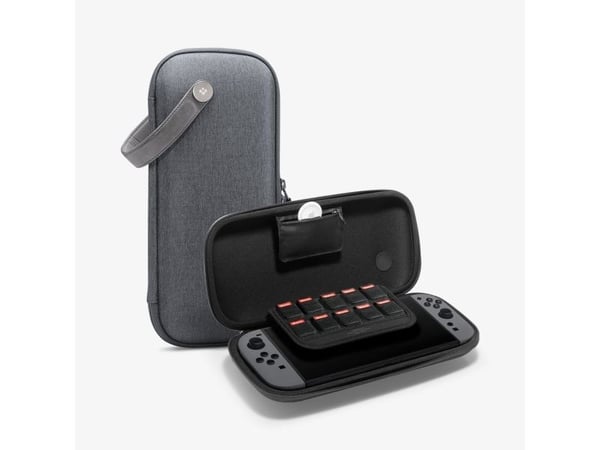 Spigen Klasden Pouch, Veske beholder, Nintendo, Grå, EVA ( Ethylene-vinyl-acetat), Stoff, Nintendo Switch, Fallsikker, Ripebestandig