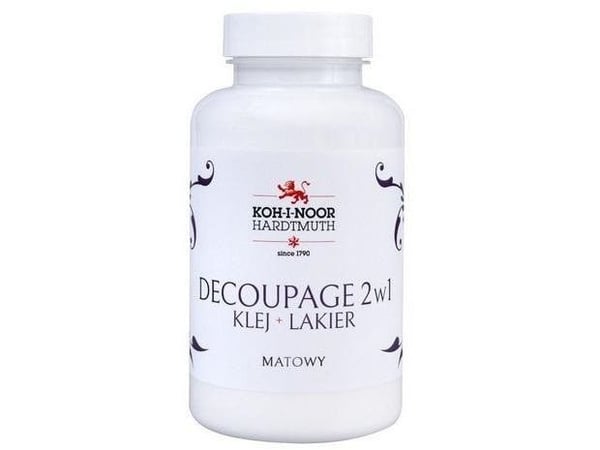 Koh I Noor lim 2-i-1 med matt lack för decoupage 200 ml Koh I Noor lim 2-i-1 med matt lack för decoupage 200 ml