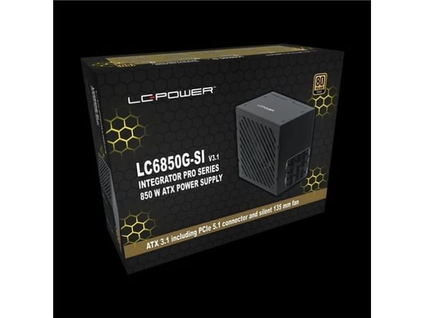 Strømforsyning 850W ATX LC6850G-SI V3.1 LC 135 mm vifte, 80Plus Gold, LCPower