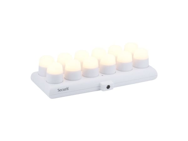 Securit® AMSTERDAM LED Fyrfadslys 12 stk. + ladest., hvidt lys