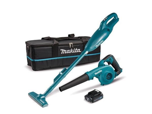 MAKITA 12V puhallin UB100D + pölynimuri CL108FD 1x2.0Ah pussi CLX245SAX1