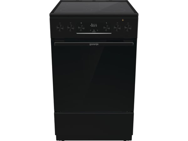Gorenje GECS5C70BPA, Frittstående komfyr, Svart, Knapper, Rotasjon, Keramisk, 4 zone(s), Glass-keramikk