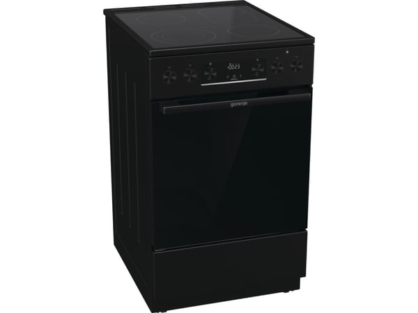 Gorenje GECS5C70BPA, Frittstående komfyr, Svart, Knapper, Rotasjon, Keramisk, 4 zone(s), Glass-keramikk