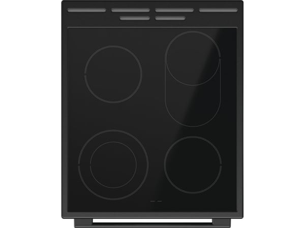 Gorenje GECS5C70BPA, Frittstående komfyr, Svart, Knapper, Rotasjon, Keramisk, 4 zone(s), Glass-keramikk