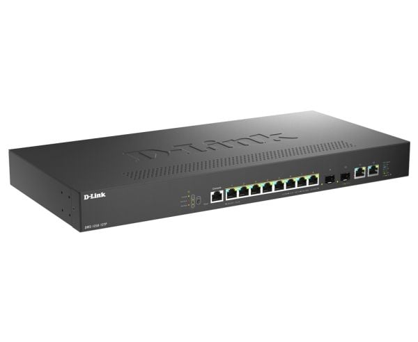 D-Link DMS-1250-12TP - Switch - L2+ - smart - 8 x 10/100/1000/2.5G (PoE+) + 2 x 10 Gigabit Ethernet + 2 x 10 Gigabit SFP+ - stasjonær - PoE+ (240 W)