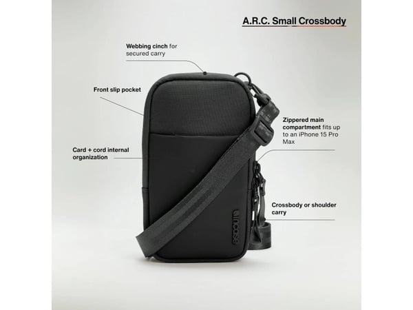 Incase INCO400721-BLK, Gutt, Diagonalt hengende bag, Forlomme, Visittkort, Sort, Monokromatisk