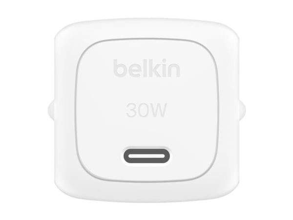 Belkin BoostCharge - Strømadapter - kompakt - 30 watt - Power Delivery 3.1 (USB-C) - på kabel: USB-C - med USB-C-kabel (1m)