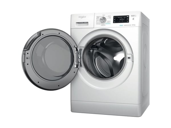 Whirlpool FFWDB 864489 SV EE, Frontmatet, Frittstående, Hvit, Venstre, Grå, Hvit, Knapper, Rotasjon