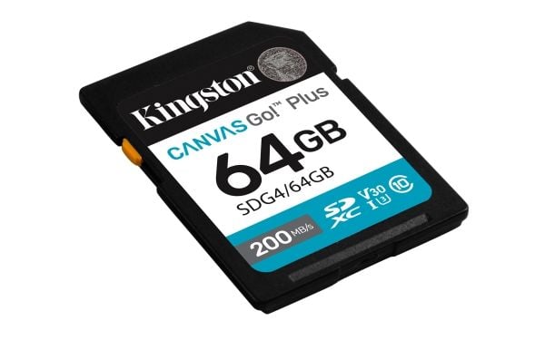 Kingston Canvas Go! Plus - Flashminnekort - 64 GB - Video Class V30 / UHS-I U3 / Class10 - SDXC UHS-I