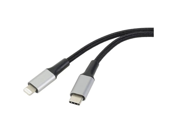 Renkforce RF-4995188, 2 m, Lightning, USB C, Hankjønn, Hankjønn, Sort