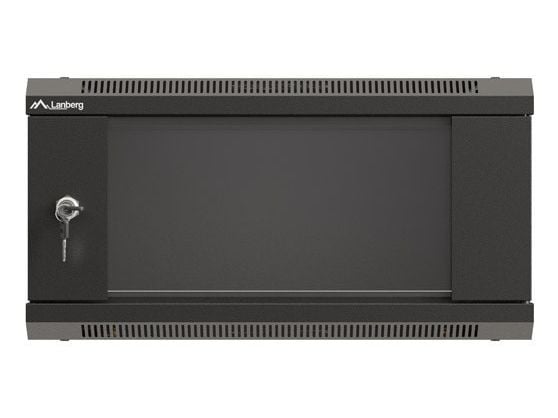 Lanberg WF03 Series - Skap - 540 x 350, flat pack, with glass door - veggmonterbar - svart, RAL 9004 - 4U - 19"