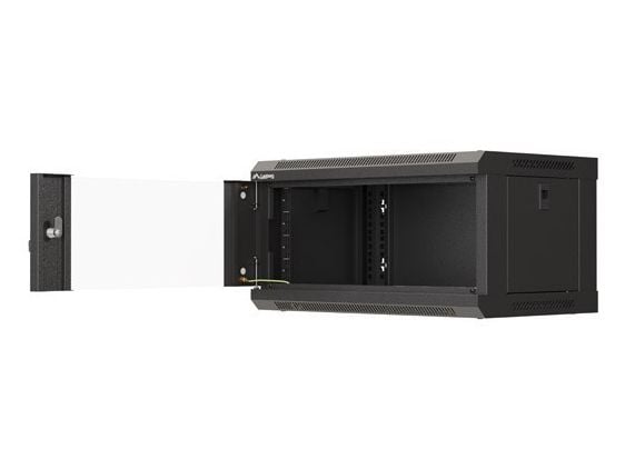 Lanberg WF03 Series - Skap - 540 x 350, flat pack, with glass door - veggmonterbar - svart, RAL 9004 - 4U - 19"