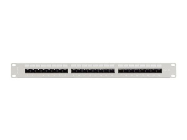 PATCH PANEL 24 PORT 1U 19" CAT.6A UTP MED KABELORGANISATOR GRÅ LANBERG