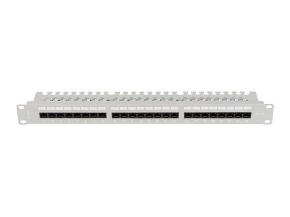 PATCH PANEL 24 PORT 1U 19" CAT.6A UTP MED KABELORGANISATOR GRÅ LANBERG