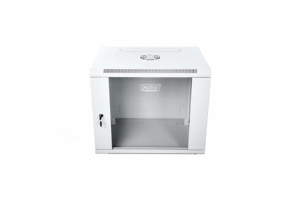 Digitus DN-W19 09U/450, Seinään asennettava laitekehikko, 9U, 60 kg, Näppäinlukko, Vaaleanharmaa