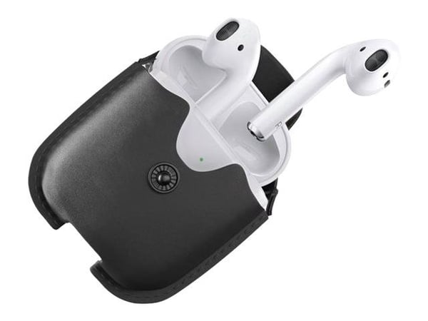 Woodcessories AirCase, Laatikko, Apple, AirPods, Nahka, Musta, Iskunkestävä, Naarmuuntumaton, Naarmuuntumaton