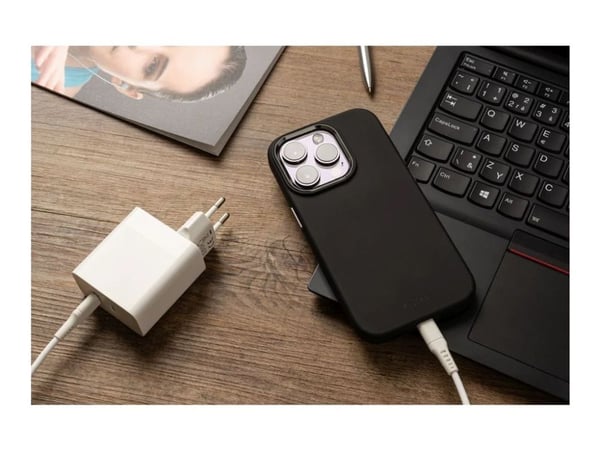 Fixed MagFlow - Baksidedeksel for mobiltelefon - MagSafe-samsvar - væskesilikon - svart - for Apple iPhone 15 Plus