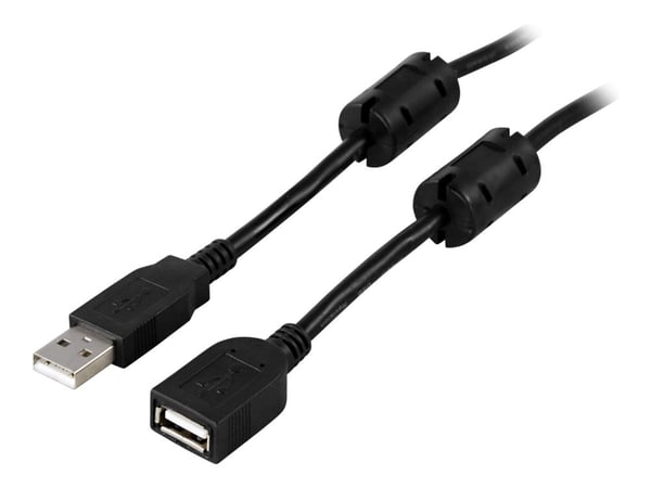 DELTACO - USB-jatkojohto - USB (uros) - USB (naaras) - USB 2.0 - 2 m - musta