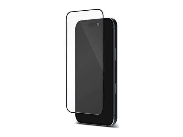 DELTACO - Skjermbeskyttelse for mobiltelefon - hel dekning - 2.5D - glass - rammefarge svart - for Apple iPhone 15, 16