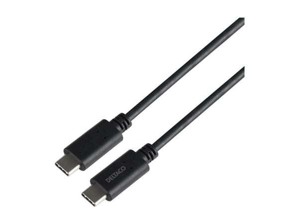 DELTACO - USB-kabel - 24 pin USB-C (hann) til 24 pin USB-C (hann) - 80 cm - USB Power Delivery (240 W) - svart