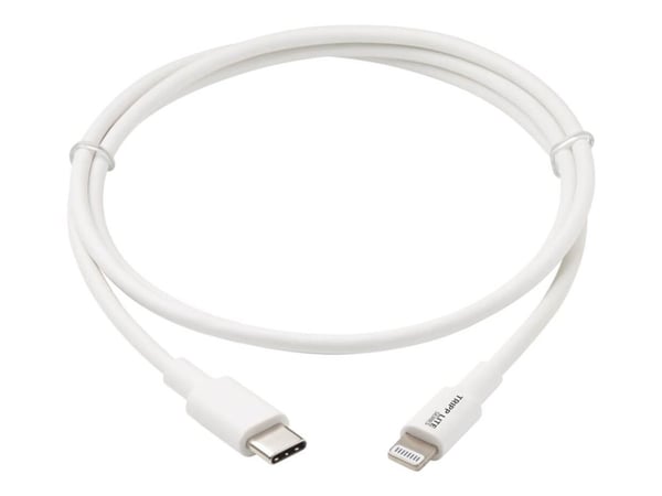 Tripp Lite M102-003-WH, 0,9 m, Lightning, USB C, Uros, Uros, Valkoinen