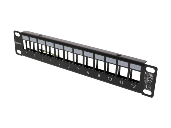 DELTACOIMP 10-PATCH18 - Koblingspanel - rackmonterbar - svart - 1U - 10" - 12 porter