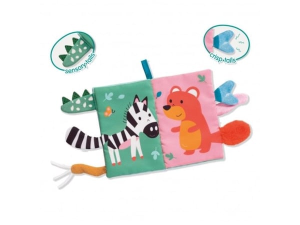 SES Creative Tiny Talents Sensory animal tails cloth book, 0,5 år, Stoff, Flerfarget