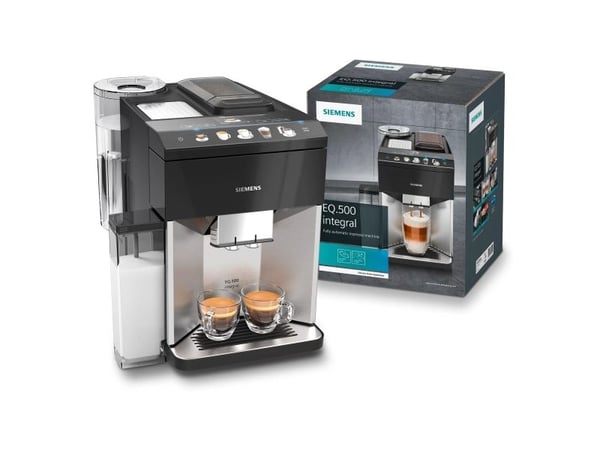 Siemens EQ.500 TQ507R03, Espressomaskin, 1,7 l, Kaffe bønner, Malt kaffe, Innebygd kaffekvern, Sort, Rustfritt stål