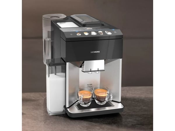 Siemens EQ.500 TQ507R03, Espressomaskin, 1,7 l, Kaffe bønner, Malt kaffe, Innebygd kaffekvern, Sort, Rustfritt stål
