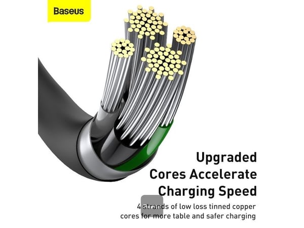 Baseus CALYS-C01, 2 m, Lightning, USB A, Hankjønn, Hankjønn, Svart