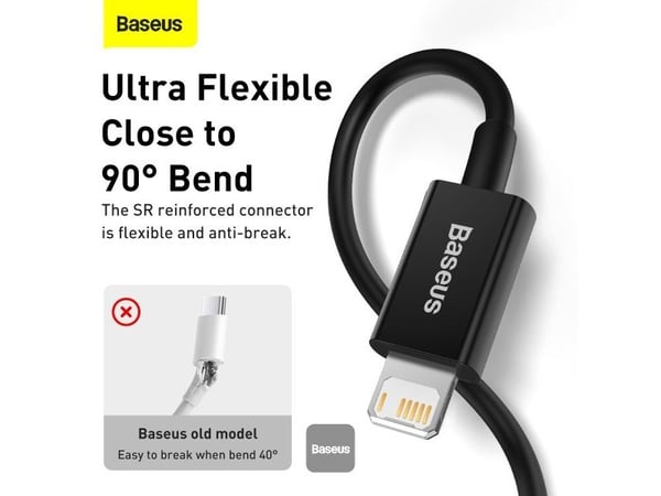Baseus CALYS-C01, 2 m, Lightning, USB A, Hankjønn, Hankjønn, Svart